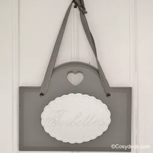 Plaque de Porte Grise, Toilettes Ambiance Romantique