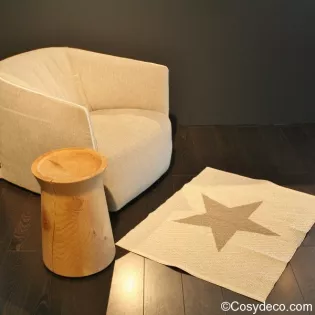 Tapis Plastique Etoile Taupe et Blanc réversible de la Marque Pappelina.
