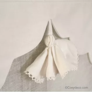 Brise-Bise Pompon Cosy en lin largeurs au choix