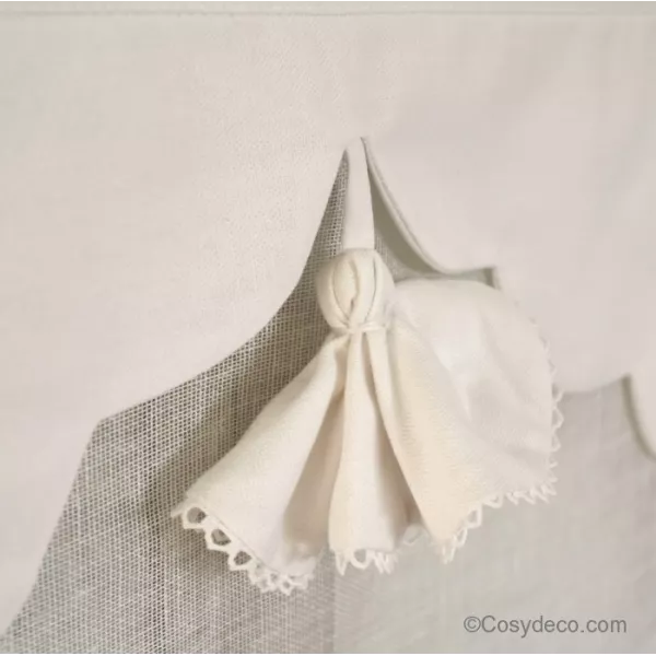 Brise-Bise Pompon Cosy en lin largeurs au choix