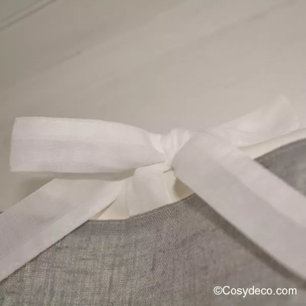 Cantonniere Lin blanche et Grise Ambiance féminine 140cm