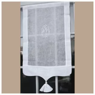 Brise-bise Lin Blanc Monogramme sur Mesure Marguerite