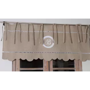Cantonniere Lin Naturel 140cm Decoration Monogramme