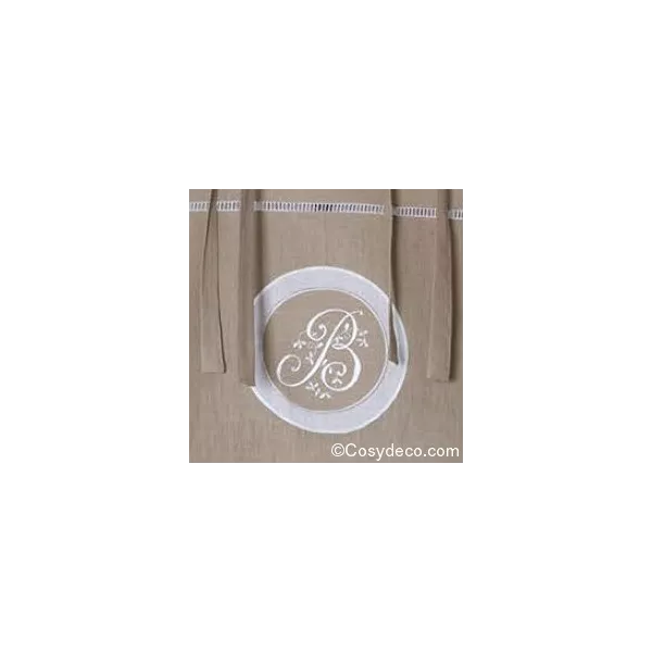Cantonniere Lin Naturel 140cm Decoration Monogramme