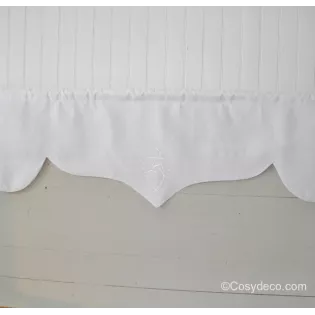 Grande Cantonnière sur-mesure Lin Blanc Décor Monogramme Années 30