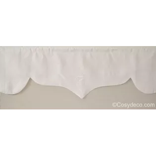 Grande Cantonnière sur-mesure Lin Blanc Décor Monogramme Années 30