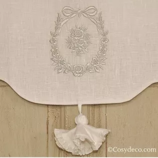 Cantonnière Broderie Champêtre Grise Sur-Mesure