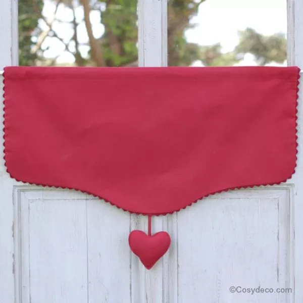 Cantonniere Rouge pompon Coeur