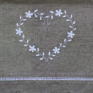 Cantonniere Lin natuel Sur-mesure Coeur Brodé