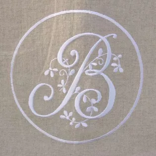 Cantonnière Lin Monogramme Brodé style ancien