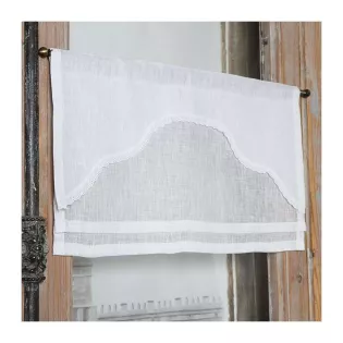 Rideau Cantonnière Dentelle Lin Blanc style ancien