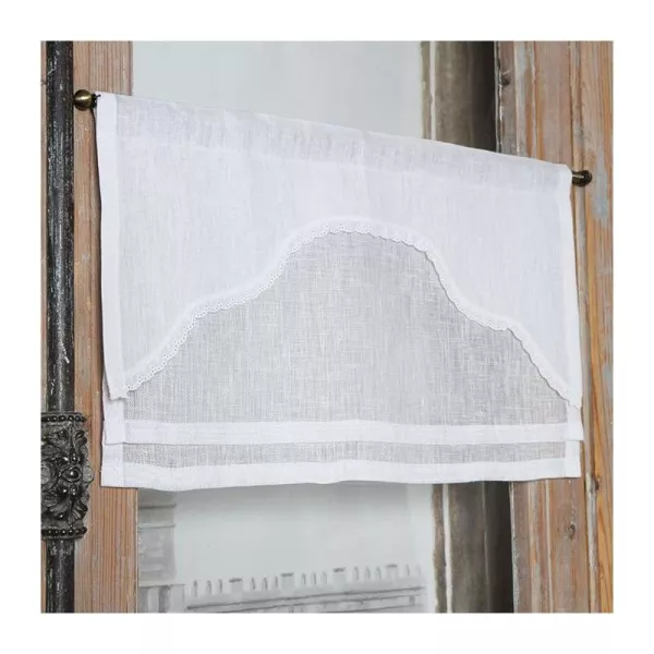 Rideau Cantonnière Dentelle Lin Blanc style ancien