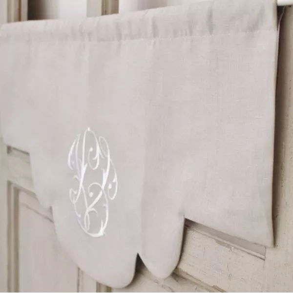 Cantonnière Charme Gris deco Monogramme