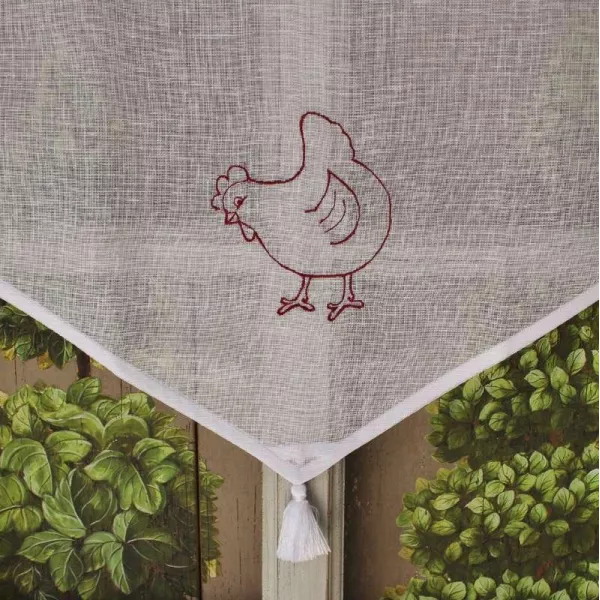 Rideau Brise-bise Cuisine Motif Poule Rouge