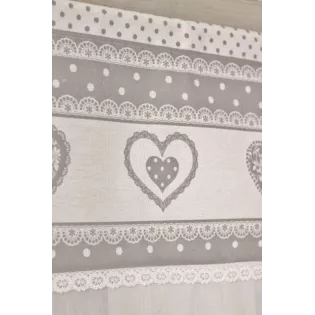 rideau Brise-Bise coeur gris romantique