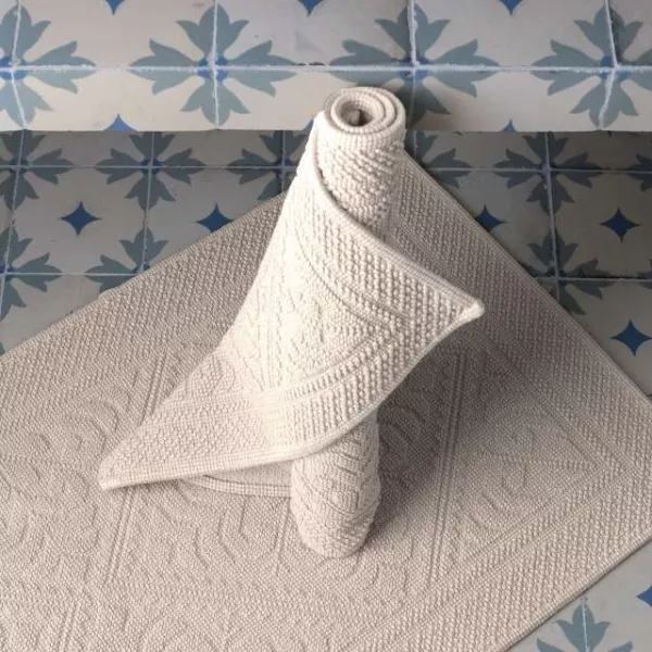 Tapis de salle de bain Blanc cassé style hammam