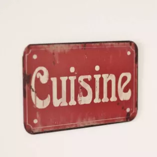 Plaque Cuisine métal Rouge ambiance Bistrot Rétro