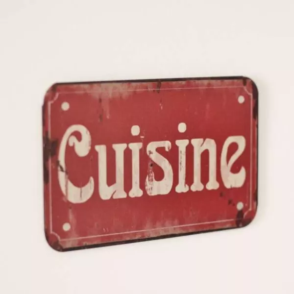 Plaque Cuisine métal Rouge ambiance Bistrot Rétro