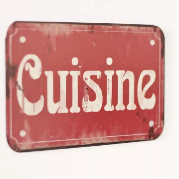 Plaque Cuisine métal Rouge ambiance Bistrot Rétro