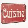 Plaque Cuisine métal Rouge ambiance Bistrot Rétro
