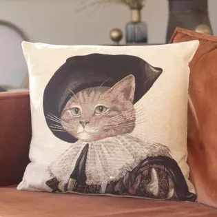Coussin Tapisserie Décor Chat Habillé