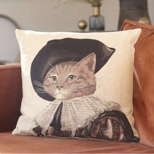 Coussin Tapisserie Décor Chat Habillé