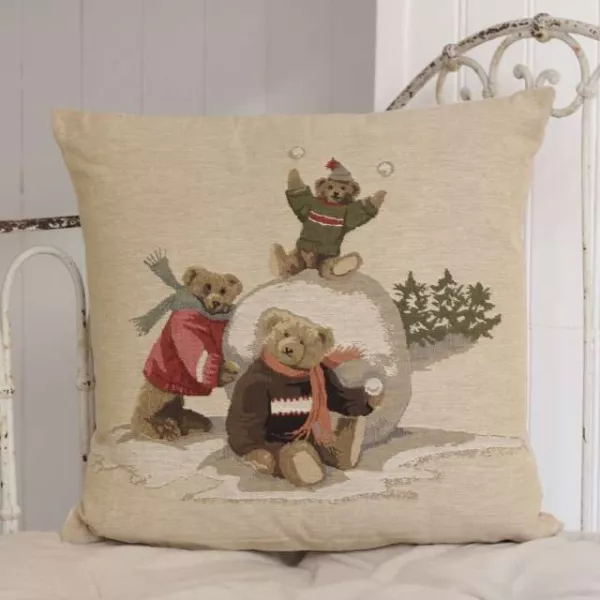 Coussin Tapisserie Oursons à la Neige