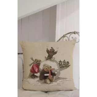 Coussin Tapisserie Oursons à la Neige