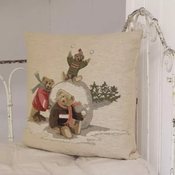 Coussin Tapisserie Oursons à la Neige
