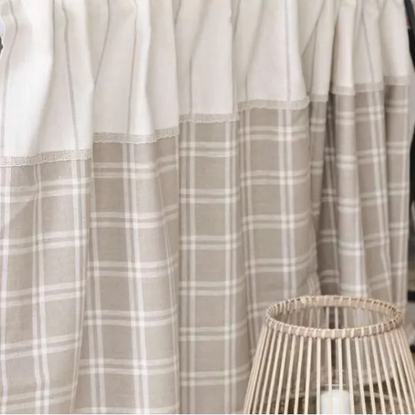Rideau sous évier Carreaux Beige Campagne Déco