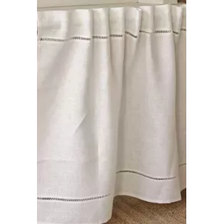 Rideau Meuble sous évier Lin Blanc Broderie Charme