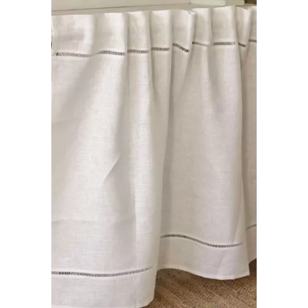Rideau Meuble sous évier Lin Blanc Broderie Charme
