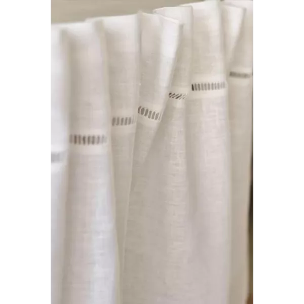 Rideau Meuble sous évier Lin Blanc Broderie Charme