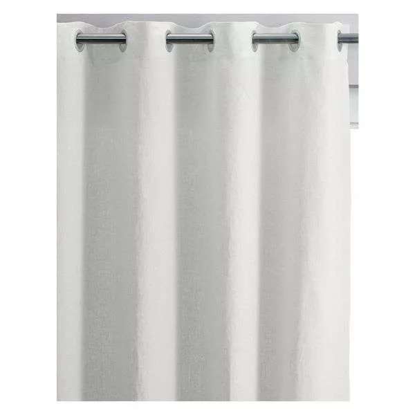 Long rideau lin Blanc et oeillets