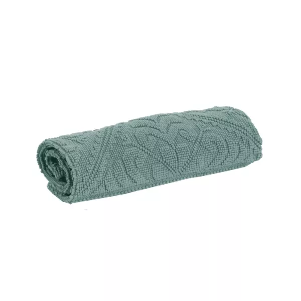 Tapis de bain vert de gris en éponge style hammam