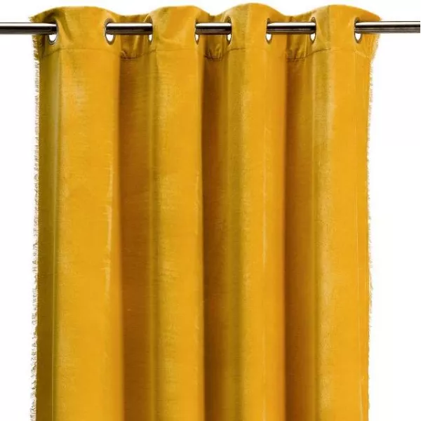 rideau velours jaune deco