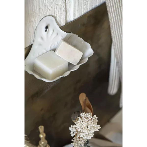 porte savon mural style ancien email blanc