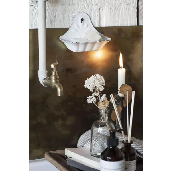 porte savon mural style ancien email blanc