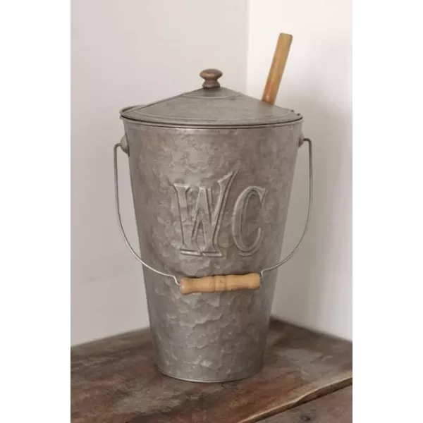 porte brosse toilettes Seau Métal Rétro