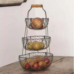 Panière métal Grillage Poule 3 Niveaux