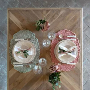 Set de Table Beige Boutis Blanc Mariclo