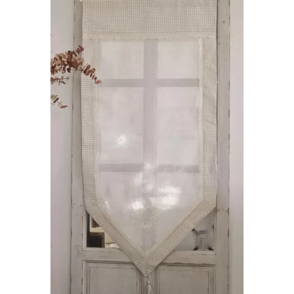 Petit Voilage de Cuisine Vichy Beige Rustique