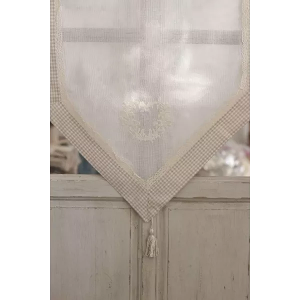 Petit Voilage de Cuisine Vichy Beige Rustique