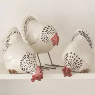 Trio de poules Déco style campagne