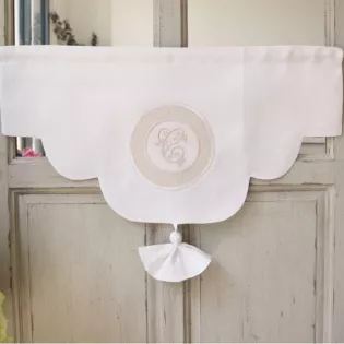Valance Cantonniere lin Broderie Romantique