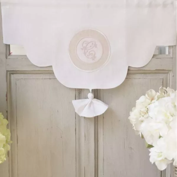 Valance Cantonniere lin Broderie Romantique
