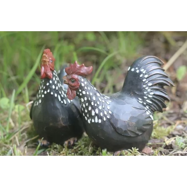 Poule et Coq Résine pour Extérieur