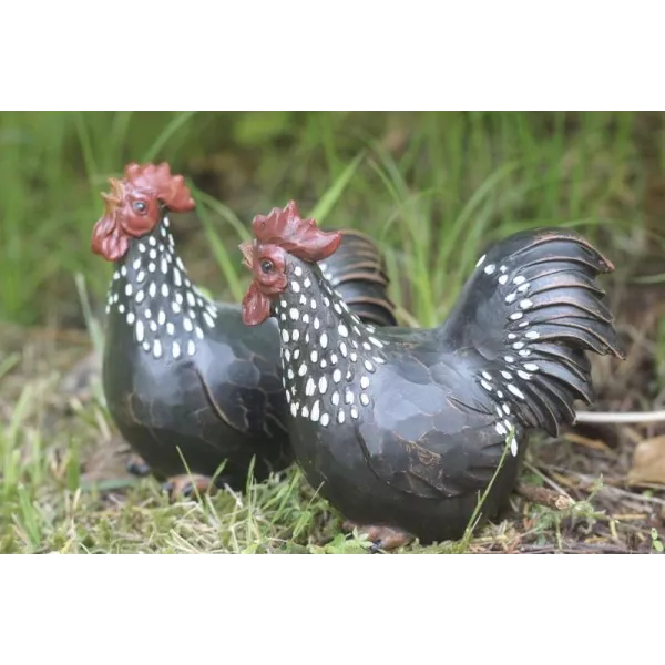 Poule et Coq Résine pour Extérieur