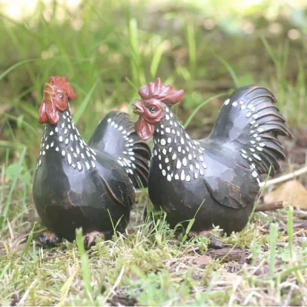 Poule et Coq Résine pour Extérieur