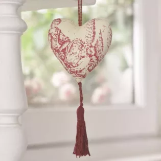 Coeurs en Toile de Jouy à suspendre